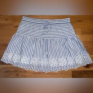 Vineyard Vines White and Blue Smocked Skater Mini Skirt
